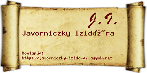 Javorniczky Izidóra névjegykártya